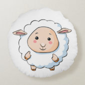 カスタムでかわいいヒツジ ラウンドクッション (裏面)