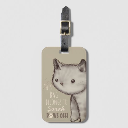 カスタムでかわいい猫のイラストレーションの足 ラゲッジタグ (正面縦)