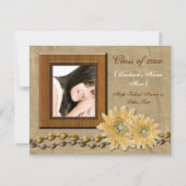 カスタムでかわいい花の卒業の発表 招待状 (正面)