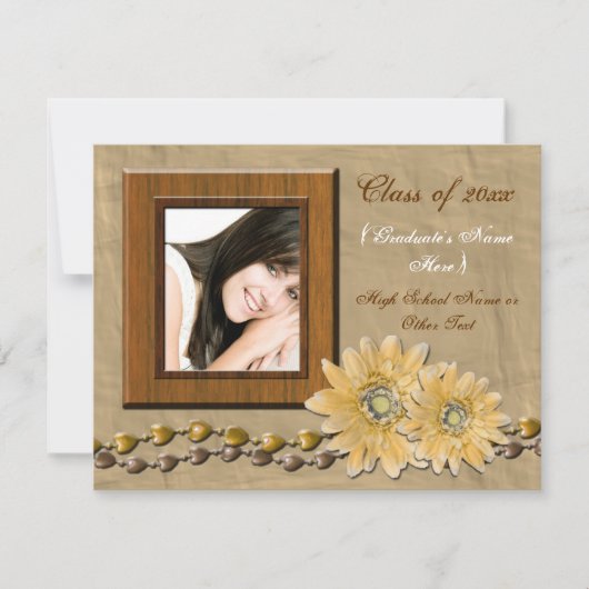 カスタムでかわいい花の卒業の発表 招待状 (正面)