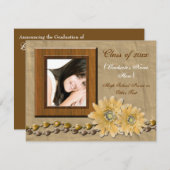 カスタムでかわいい花の卒業の発表 招待状 (正面/裏面)