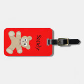 カスタムでかわいく予測できないテディー・ベア ラゲッジタグ (正面横)