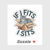カスタムできる猫の名前入り「If I Fits I Sits」ビニールステッカー シール (シート)