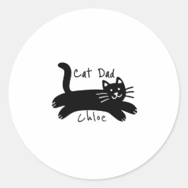 カスタムできる猫の名前入りCat Dadグッズ ラウンドシール