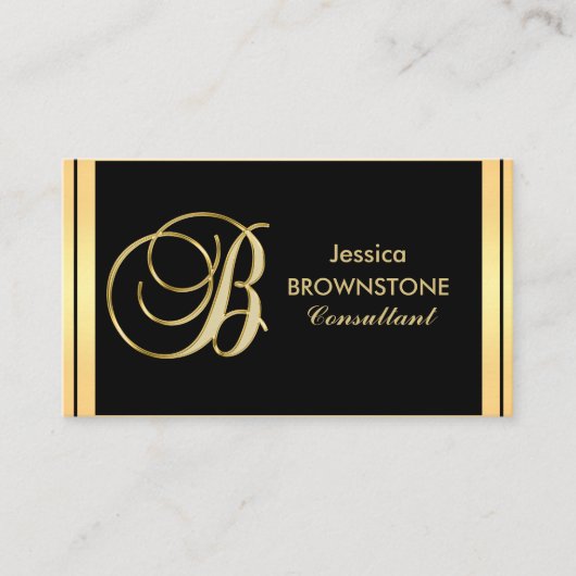 カスタムでエレガントでモノグラムのな金ゴールドのドイツ体「B 名刺 (正面)