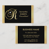 カスタムでエレガントでモノグラムのな金ゴールドのドイツ体「R 名刺 (正面/裏面)