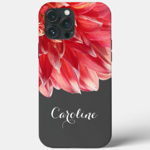カスタムでエレガントで夏らしな珊瑚の赤いダリアの花 iPhone 13 PRO MAXケース