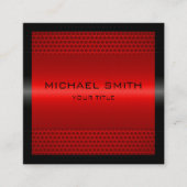 カスタムでエレガントで赤いステンレス製の金属 スクエア名刺 (正面)