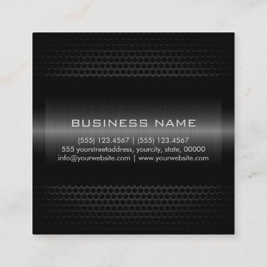 カスタムでエレガントで黒いステンレス製の金属 スクエア名刺 (裏面)