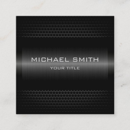 カスタムでエレガントで黒いステンレス製の金属 スクエア名刺 (正面)