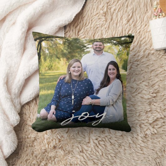 カスタムでエレガントな喜びはクリスマス家族写真の2味方しました クッション (ブランケット)