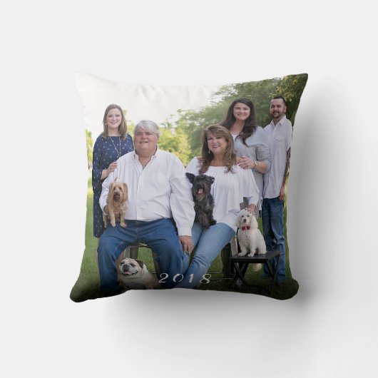 カスタムでエレガントな喜びはクリスマス家族写真の2味方しました クッション (裏面)