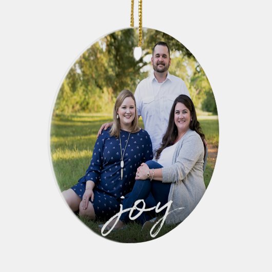 カスタムでエレガントな喜びはクリスマス家族写真の2味方しました セラミックオーナメント (右)