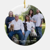 カスタムでエレガントな喜びはクリスマス家族写真の2味方しました セラミックオーナメント (裏面)