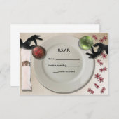 カスタムでエレガントな食器セットの休日RSVPカード 出欠カード (正面/裏面)