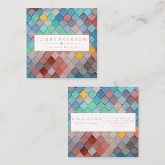 カスタムでカラフルでモダンな正方形の名刺 スクエア名刺 (正面/裏面)