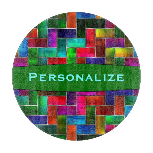 カスタムでカラフルなガラスモザイク・ガラスのまな板 カッティングボード (正面)