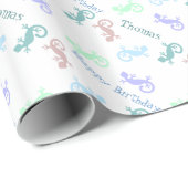 カスタムでカラフルなトカゲの誕生日の包装紙 ラッピングペーパー (ロールコーナー)