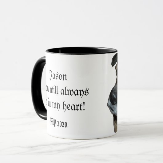 カスタムでスローガンを思い出すペット写真RIPドッグ マグカップ (正面左)