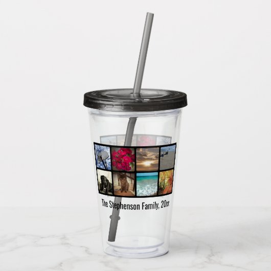 カスタムでパーソナライズで数々のな写真の写真のコラージュ アクリルタンブラー (裏面)