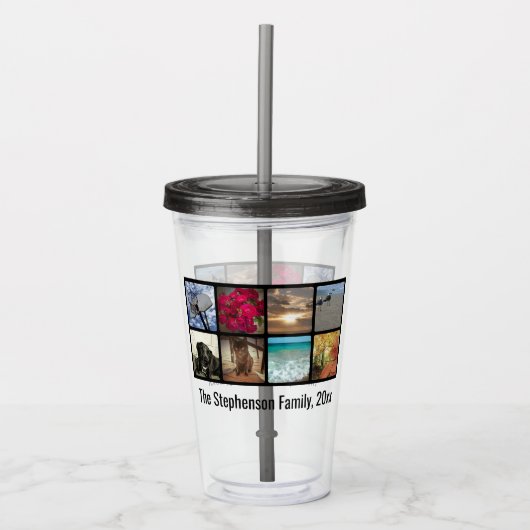 カスタムでパーソナライズで数々のな写真の写真のコラージュ アクリルタンブラー (正面)