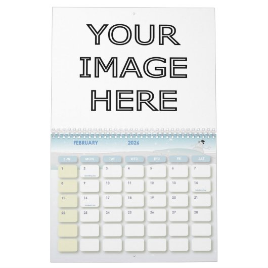 カスタムでパーソナライズで空白のなカレンダーのテンプレート カレンダー (2月 2026)