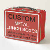 カスタムでパーソナライズで赤い金属のお弁当箱のテンプレート メタルランチボックス (正面)