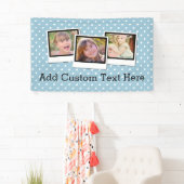 カスタムでパーソナライズで青い水玉模様3の写真 横断幕 (インサイチュ)