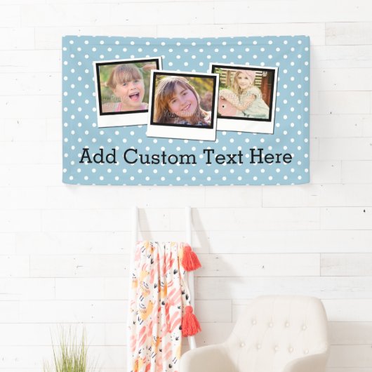 カスタムでパーソナライズで青い水玉模様3の写真 横断幕 (インサイチュ)