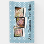 カスタムでパーソナライズで青い水玉模様3の写真 横断幕 (縦)