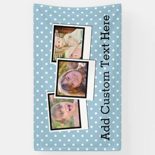 カスタムでパーソナライズで青い水玉模様3の写真 横断幕 (縦)