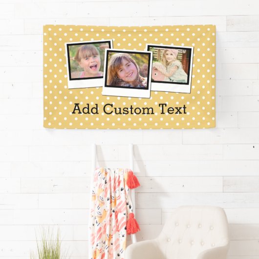 カスタムでパーソナライズで黄色い水玉模様3の写真 横断幕 (インサイチュ)