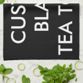 カスタムでパーソナライズで黒い台所ふきん キッチンタオル (折り畳み)