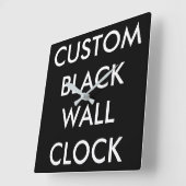 カスタムでパーソナライズで黒く大きい正方形の柱時計 スクエア壁時計 (傾斜)
