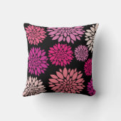 カスタムでパーソナライズなモノグラムのピンクの紫色の花 クッション (裏面)