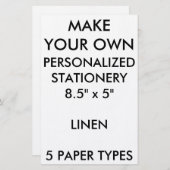 カスタムでパーソナライズなリネン文房具8.5" x 5" 便箋 (正面/裏面)