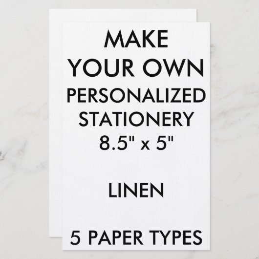 カスタムでパーソナライズなリネン文房具8.5" x 5" 便箋 (正面/裏面)