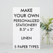 カスタムでパーソナライズなリネン文房具8.5" x 5" 便箋 (スタンド正面)