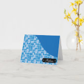 カスタムでパーソナライズな一流の青は波パターンをタイルを張ります カード (黄色い花)