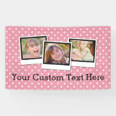 カスタムでパーソナライズな女の子のピンクの水玉模様3の写真 横断幕 (横)