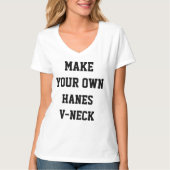 カスタムでパーソナライズな女性のHANES V-NECKのTシャツ Tシャツ (正面)