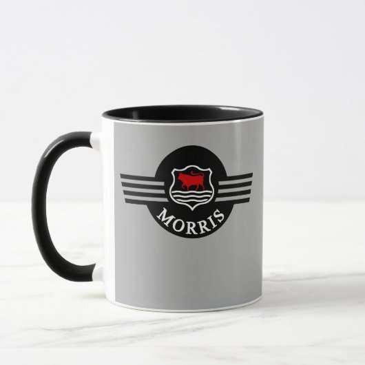 カスタムでパーソナライズな灰色のMorrisの未成年者のマグ マグカップ (左)