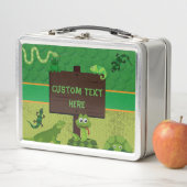 カスタムでパーソナライズな男の子のハ虫類のヘビのトカゲのカエル メタルランチボックス (インサイチュ)