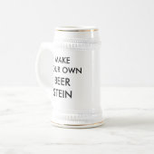 カスタムでパーソナライズな白及び金ゴールド22ozビールステイン ビールジョッキ (正面左)