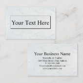 カスタムでモダンで白い大理石のエレガントな名刺 名刺 (正面/裏面)