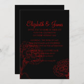 カスタムでモダンで黒くおよび赤い結婚式招待状 招待状 (正面/裏面)