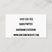 カスタムでモダンで黒く及び白いバンド 名刺 (裏面)