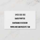 カスタムでモダンで黒く及び白いバンド 名刺 (裏面)