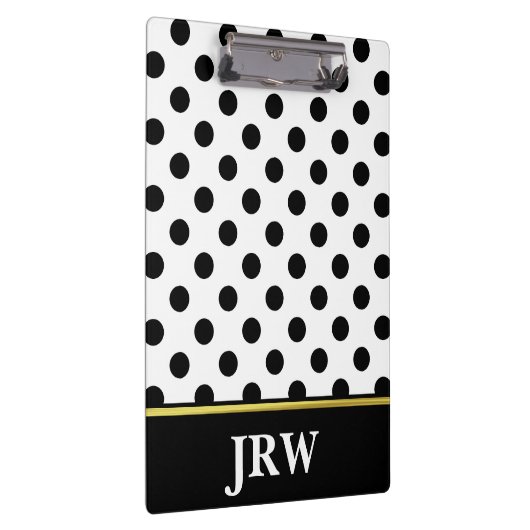 カスタムでモノグラムのな白黒水玉模様 クリップボード (右)