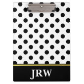 カスタムでモノグラムのな白黒水玉模様 クリップボード (正面)
